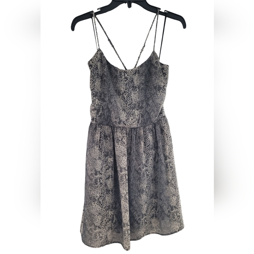Free Bird Snakeskin Print Mini Dress Grey Black Size Medium - Picture 4 of 8